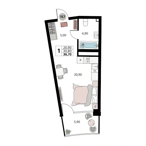 Апартаменты 1-комн.