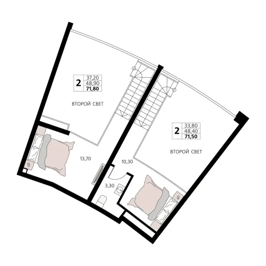 Апартаменты 2-комн. 0 кв. м