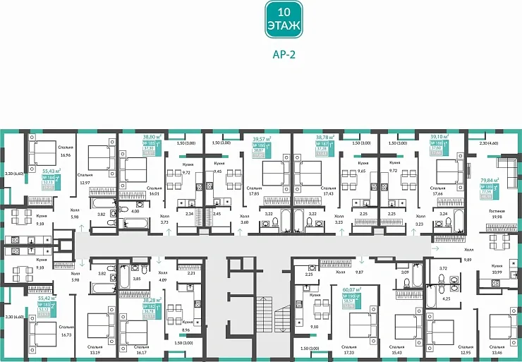 Квартира 1-комн. 38.07 кв.м