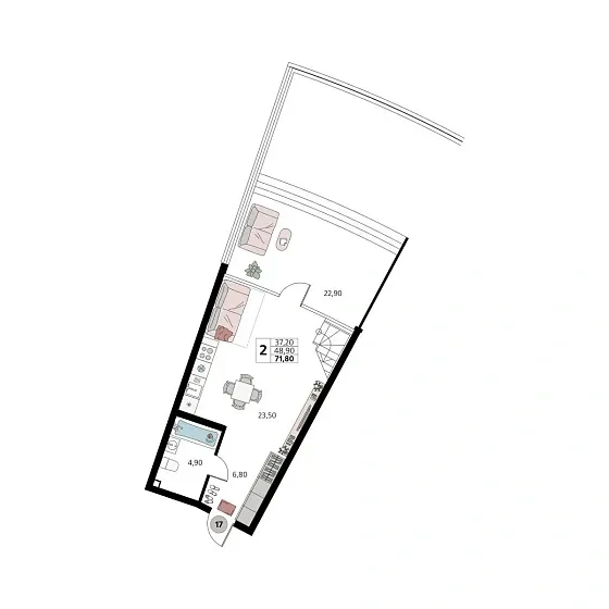 Апартаменты 2-комн. 0 кв. м