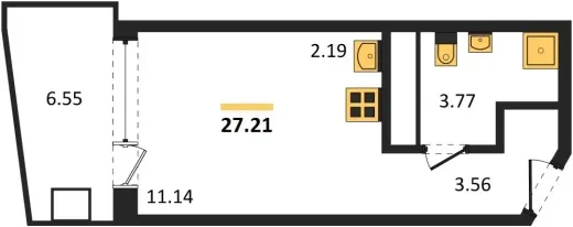 Апартаменты Студия 27.21 кв. м