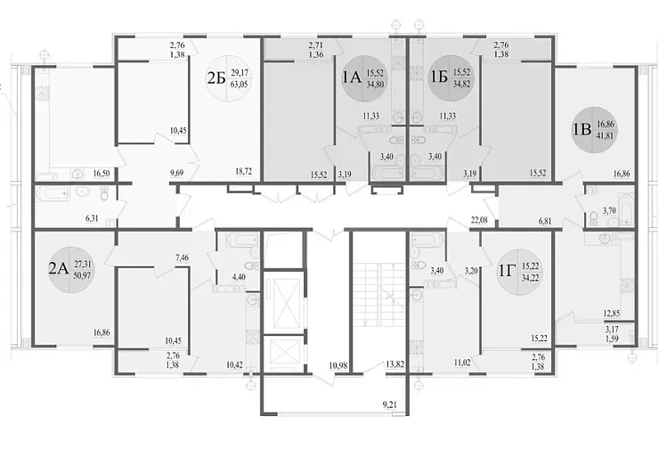 Квартира 1-комн. 34.22 кв. м