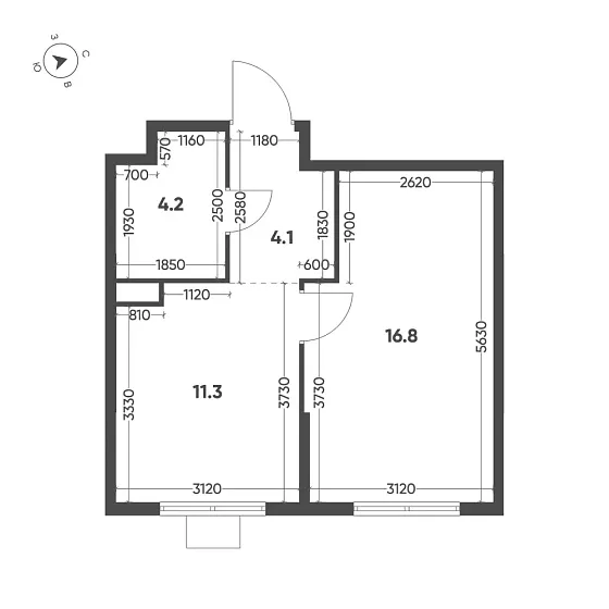 Квартира 1-комн. 36.4 кв. м