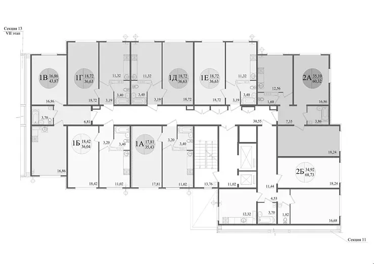 Квартира 1-комн. 35.43 кв. м
