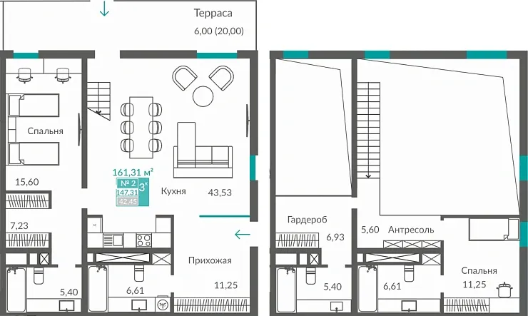 Квартира 3-комн. 131.41 кв.м