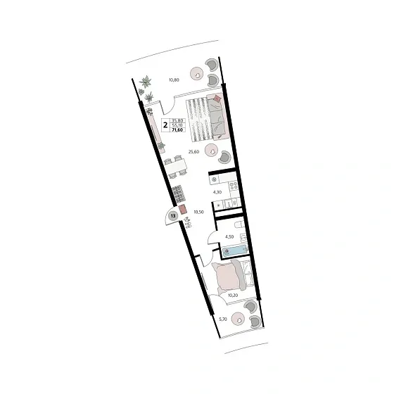 Апартаменты 2-комн.