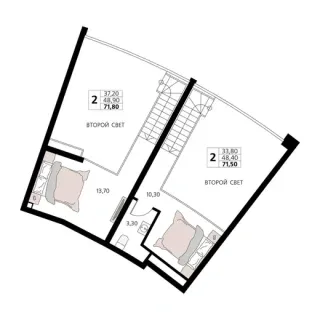 Апартаменты 2-комн.