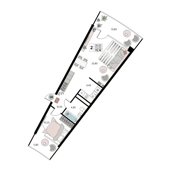 Апартаменты 2-комн.