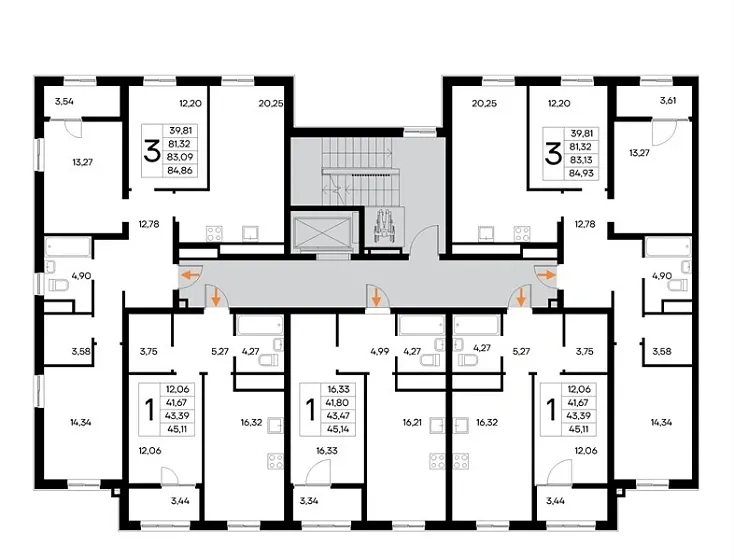 Квартира 3-комн. 84.93 кв. м