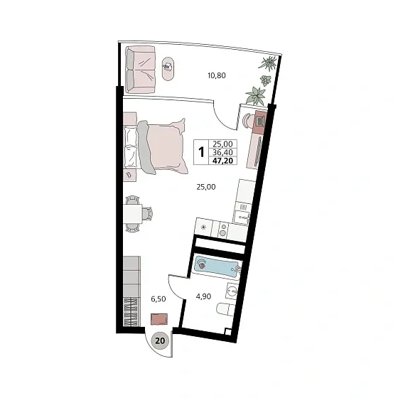 Апартаменты 1-комн.