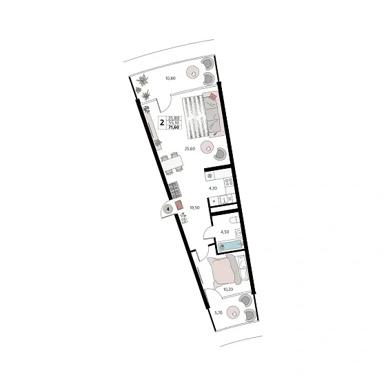 Апартаменты 2-комн. 0 кв. м