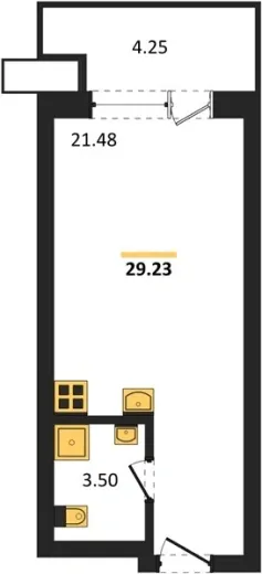 Апартаменты Студия 29.23 кв. м