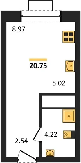 Квартира Студия 20.75 кв. м