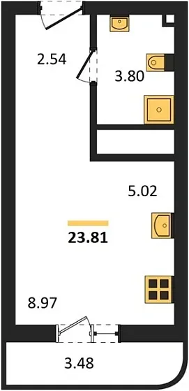 Квартира Студия 23.81 кв. м