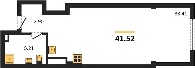 Квартира Студия 41.52 кв. м