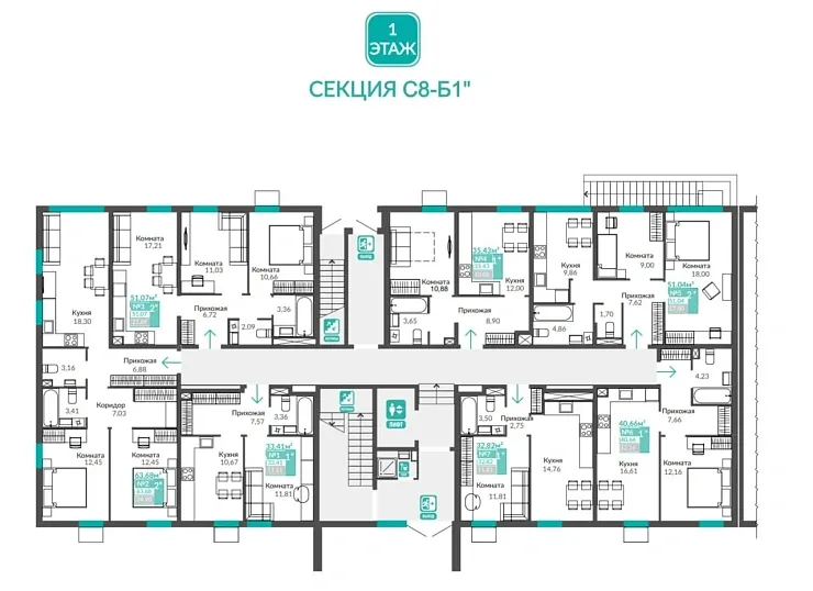 Квартира 1-комн. 33.41 кв.м
