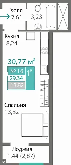 Квартира 1-комн. 29.34 кв.м