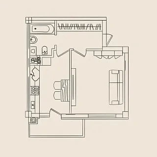 Квартира 1-комн. 41 кв. м