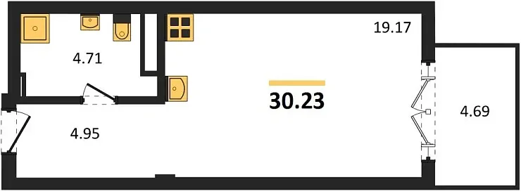 Квартира Студия 30.23 кв. м