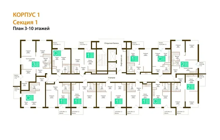 Квартира Студия 32.3 кв. м