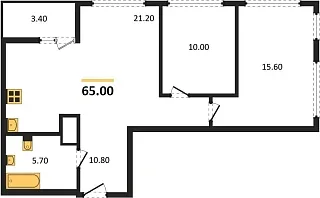 Квартира 2-комн. 65 кв. м