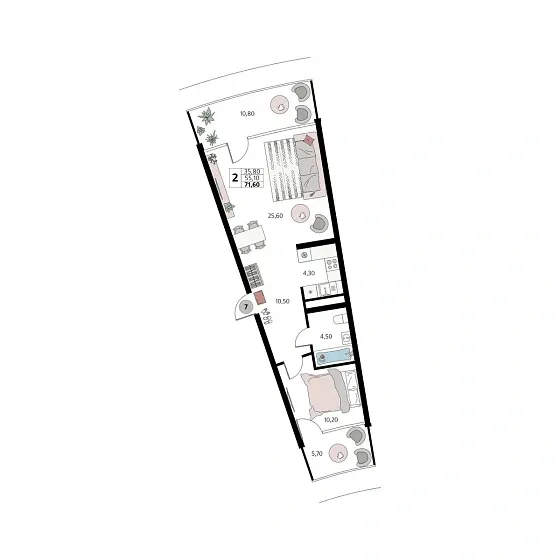 Апартаменты 2-комн. 0 кв. м