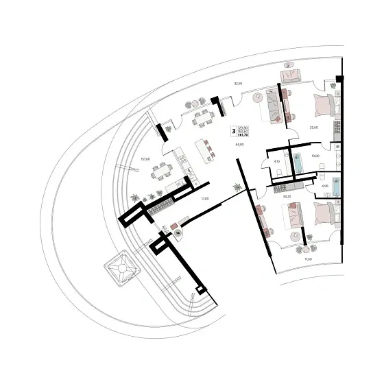 Апартаменты 3-комн. 0 кв. м