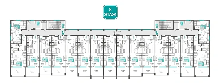 Апартаменты 1-комн. 51.13 кв.м