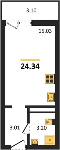 Квартира Студия 24.34 кв. м