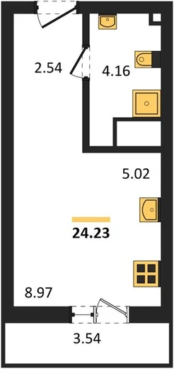 Квартира Студия 24.23 кв. м