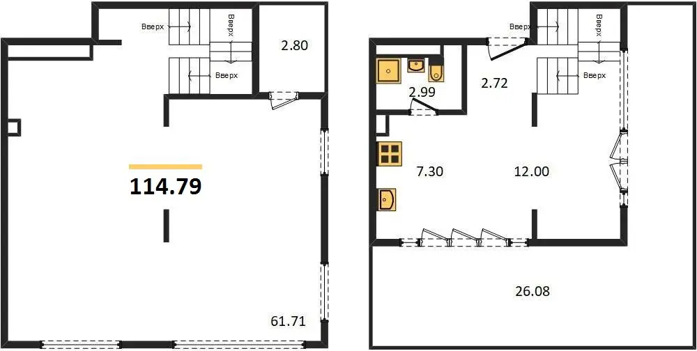 Квартира 1-комн. 114.79 кв. м
