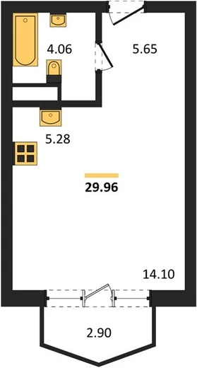 Квартира Студия 29.96 кв. м