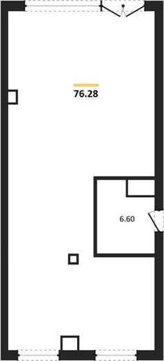 Квартира 1-комн. 76.28 кв. м