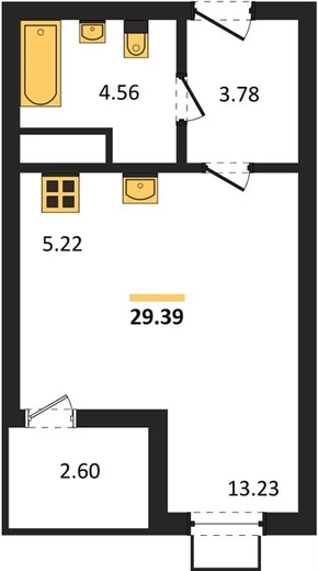Квартира Студия 29.39 кв. м