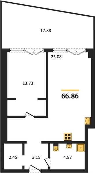 Апартаменты 1-комн. 67.01 кв. м