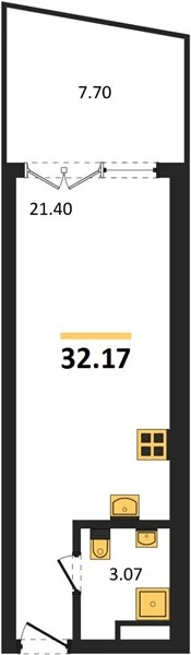 Апартаменты Студия 32.32 кв. м