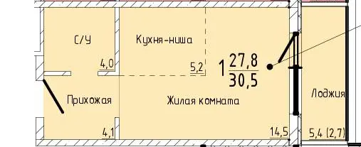 Квартира 1-комн. 30.5 кв. м