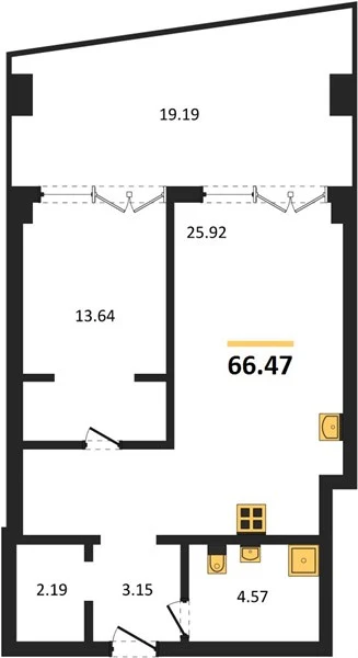 Апартаменты 1-комн. 69.03 кв. м