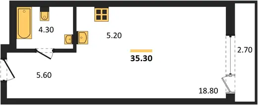 Квартира Студия 35.3 кв. м