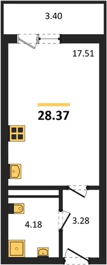 Квартира Студия 28.37 кв. м