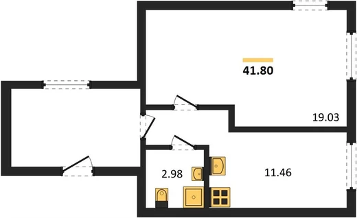 Апартаменты 2-комн. 41.8 кв. м