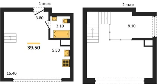 Квартира Студия 39.5 кв. м
