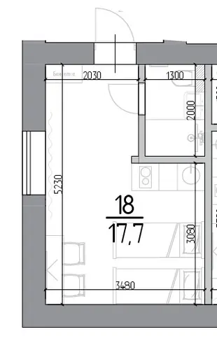 Апартаменты Студия 17.7 кв. м