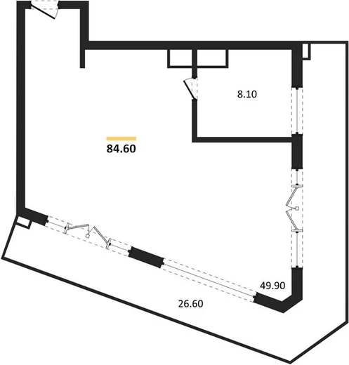 Апартаменты 1-комн. 84.6 кв. м