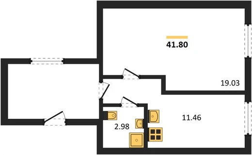 Апартаменты 2-комн. 41.8 кв. м