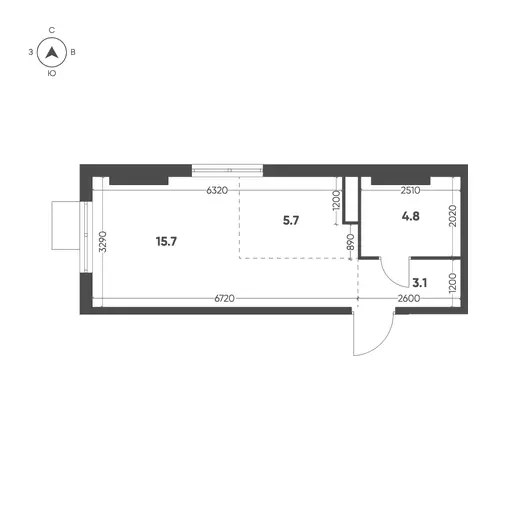 Квартира Студия 29.3 кв. м