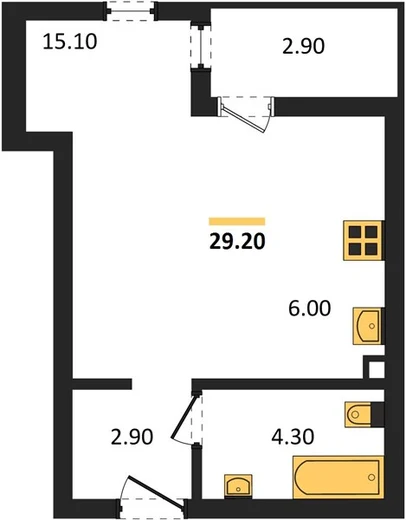 Квартира Студия 29.2 кв. м