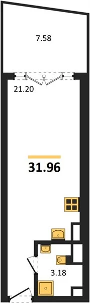Апартаменты Студия 32.04 кв. м