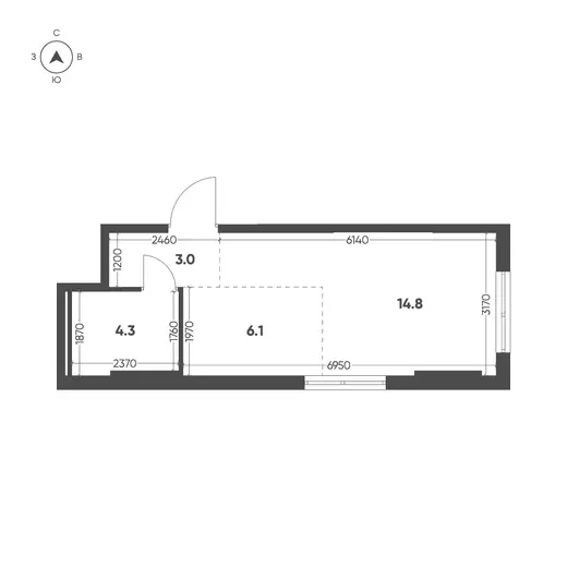 Квартира Студия 28.2 кв. м