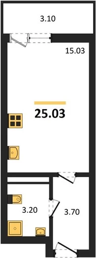 Квартира Студия 25.03 кв. м